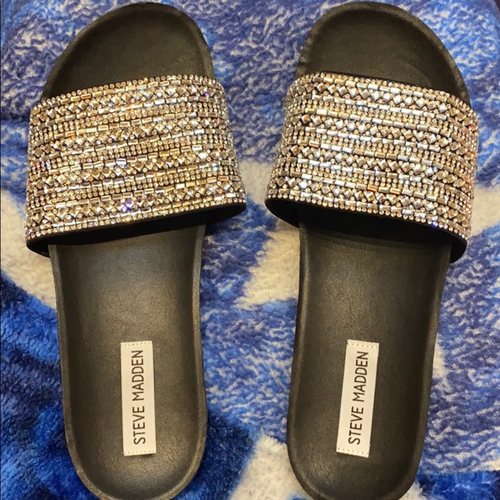 Steve madden slides glittery never worn size 8/9